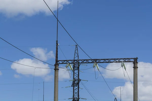 Polen Für Die Übertragung Von Strom Kraftwerk Transport Von Strom — Stockfoto