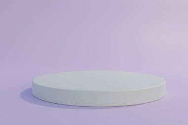 Geometrik olan en küçük sahne. Ticari geçmiş. Podyum ve soyut arkaplanı olan en küçük sahne. Asgari 3D görüntüleme. Pastel arkaplanda 3d silindir podyumu