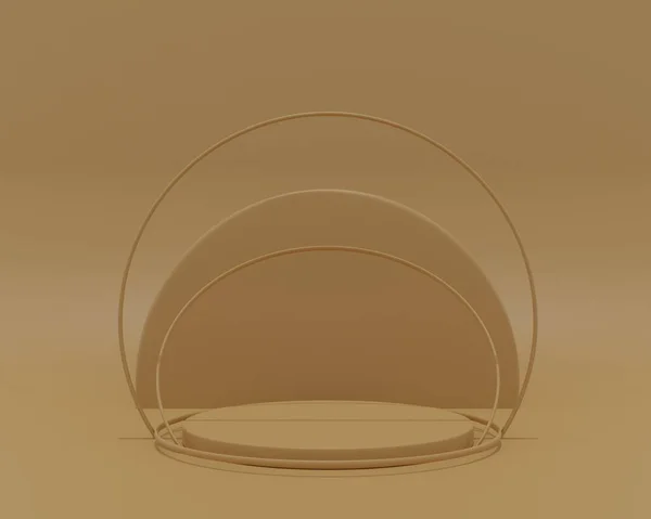 Podyum sahne kaidesi ya da platformu. Ürün sunumu taklit ediliyor. Geometrik platformlu 3d arkaplan ürünü podyum sahnesi. 3D silindir podyum. Asgari 3d oluşturma.