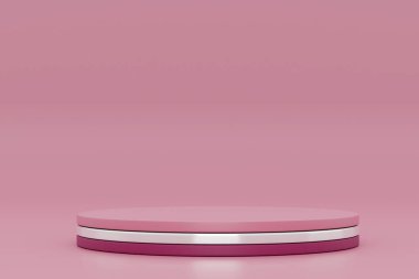 Podyum ve soyut arkaplanı olan en küçük sahne. Soyut geometri kavramı. 3D tasvir. Ürün sunumu taklit ediliyor. Podyum sahne kaidesi veya platformu.