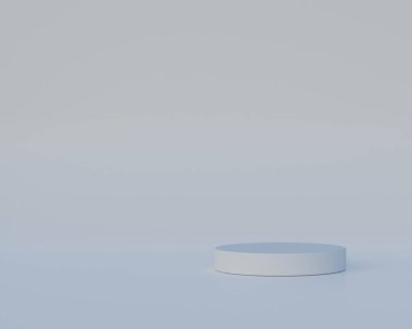 Geometrik olan en küçük sahne. 3D tasvir. Kozmetik ürünler standı. Podyum sahne kaidesi ya da platformu. Soyut sahne arkaplanı. Kozmetik ürün sunumu için asgari soyut arkaplan.