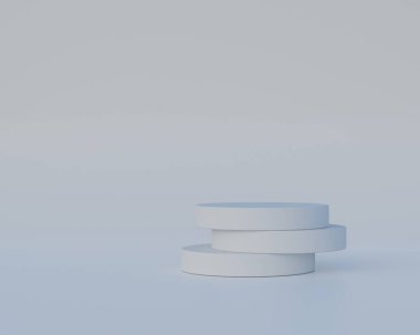 Geometrik olan en küçük sahne. 3D tasvir. Kozmetik ürünler standı. Podyum sahne kaidesi ya da platformu. Soyut sahne arkaplanı. Kozmetik ürün sunumu için asgari soyut arkaplan.