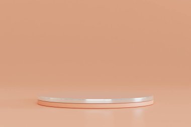 Modern minimal tasarımda geometrik formlar. Asgari 3D görüntüleme. Pastel arka planda 3 boyutlu silindir podyum. Geometrik platformlu 3d arkaplan ürünü podyum sahnesi. En küçük sahne.