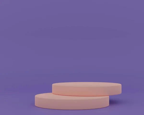 Podium stage pedestal or platform. Scene with geometrical forms. Minimal scene. 3d rendering illustration. Cylinder podium in soft color background. Display case. Abstract geometry shape.