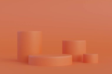 Geometrik formlarla soyut asgari sahne. 3D tasvir. Ürün sunumu için podyum sahnesi. Marka görüntüsü. Soyut geometri kavramı.