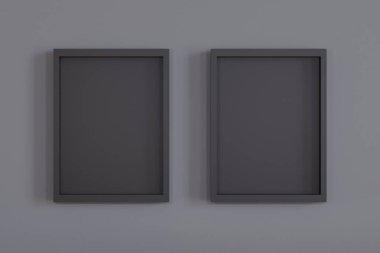 Wall frame template, 3d render of a square frame