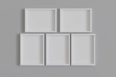 Wall frame template, 3d render of a square frame