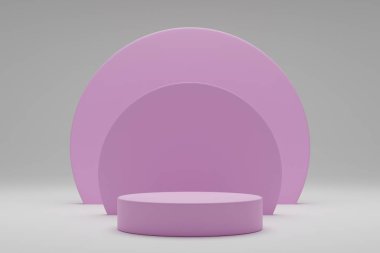Podyum ve soyut arkaplanı olan minimalist bir sahne. Asgari 3D görüntüleme. Ürün sunumu için en iyi podyum. 3D tasvir. Ürün sunumu. Soyut sahne arkaplanı.