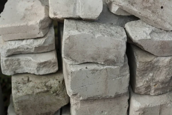 特写灰砖 建筑材料 矩形墙体建筑材料 — 图库照片