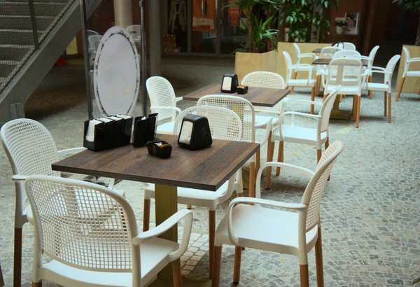 Mesas Cadeiras Restarutant Jantar — Fotografia de Stock