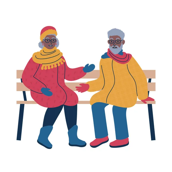 Дружеский разговор между двумя людьми в зимнее время. Изолированная векторная иллюстрация. — стоковый вектор