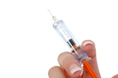 Kadının el Holding şırınga