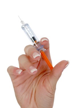 Kadının el Holding şırınga