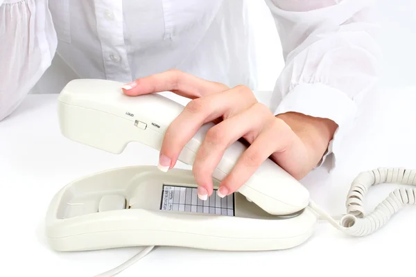 Manicured Hand on Telephone — Stock Photo, Image