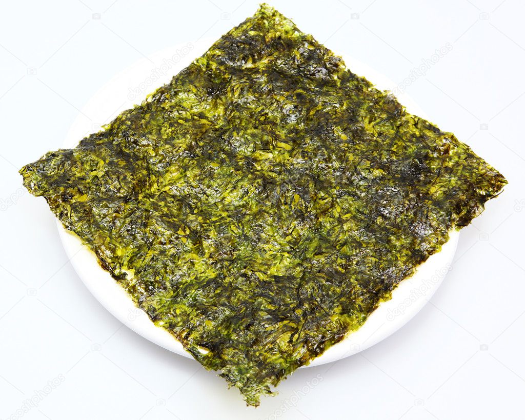 Large thin sheet of pressed seaweed