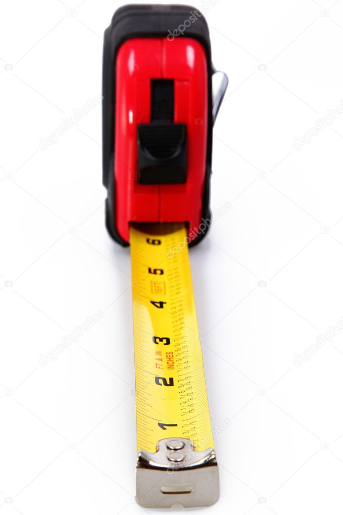 Red, black and yellow tape measure