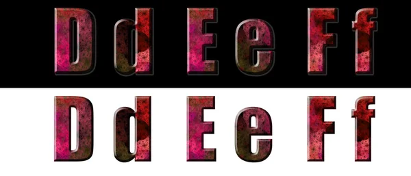 Установите буквы алфавита поверх черного и белого D E F — стоковое фото