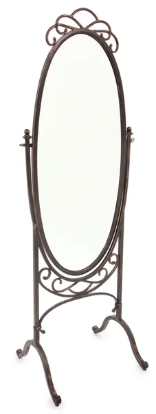Udsmykket stående spejl Over hvid Royaltyfrie stock-billeder