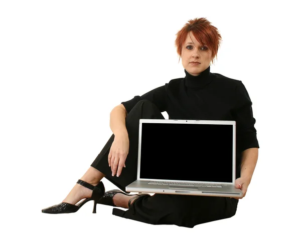 Vrouw met laptop — Stockfoto