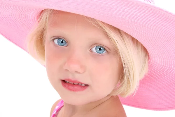 Bellezza americana in un grande cappello rosa — Foto Stock