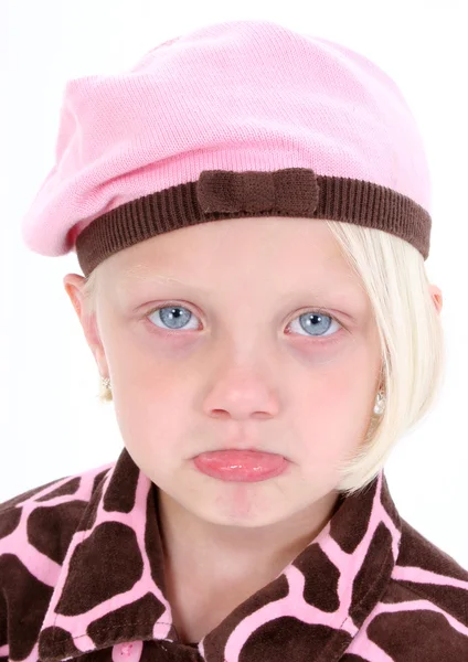 ふくれっ面の顔と悲しい少女 — ストック写真