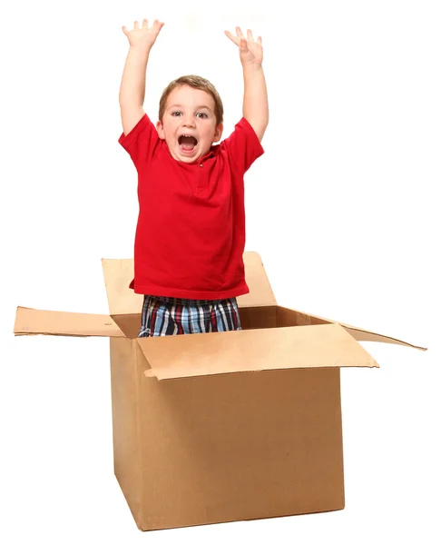 Adorável três anos de idade na caixa — Fotografia de Stock