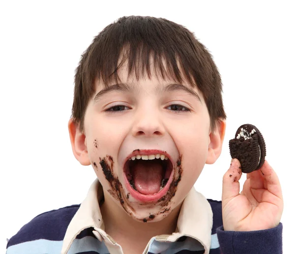 吃巧克力饼干 — 图库照片