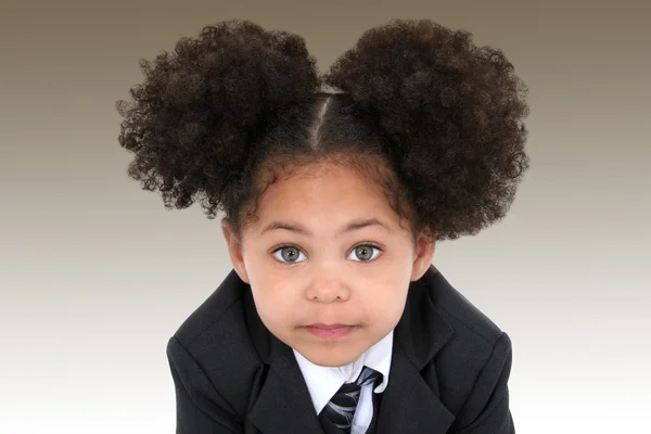 Beautiful Little Business Woman In Jacket And Tie — Stock Photo, Image