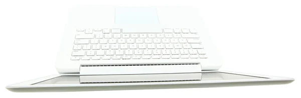 Vista superior do teclado do portátil branco — Fotografia de Stock