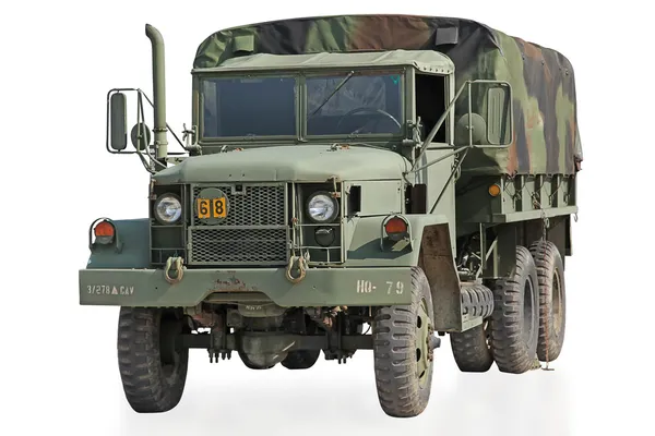 Isolierte uns Militär-LKW mit Schneideweg — Stockfoto