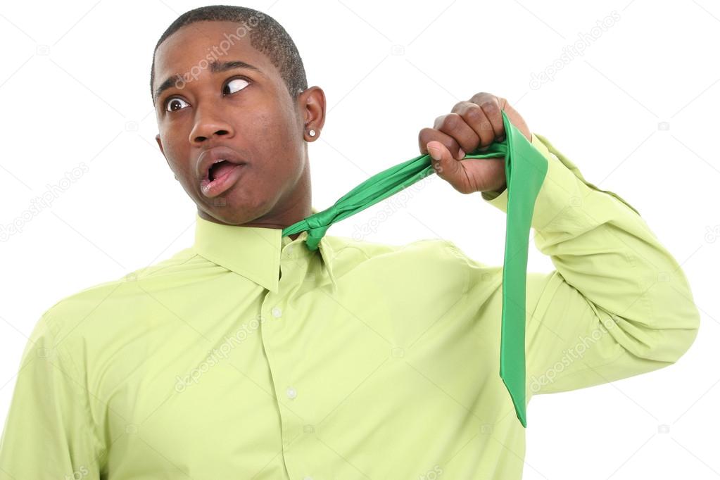 Business Man Choking Himself With Tie
