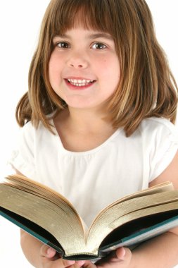 Happy Girl With Big Book clipart