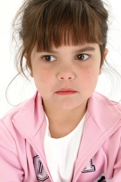 Fechar de triste menina de cinco anos Fotografia De Stock