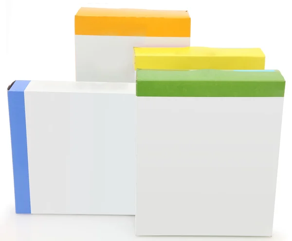 Caixas de alimentos em branco etiqueta — Fotografia de Stock