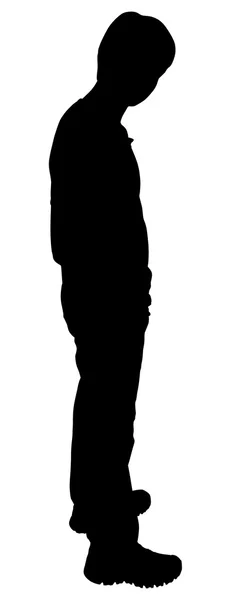 Silhouette of casual teen boy over white background. — Stock Photo, Image