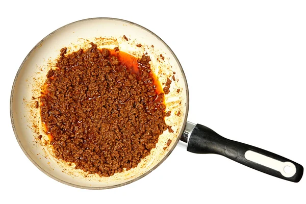 Ground Lean Beef in Ceramic Pan — Stock Photo, Image