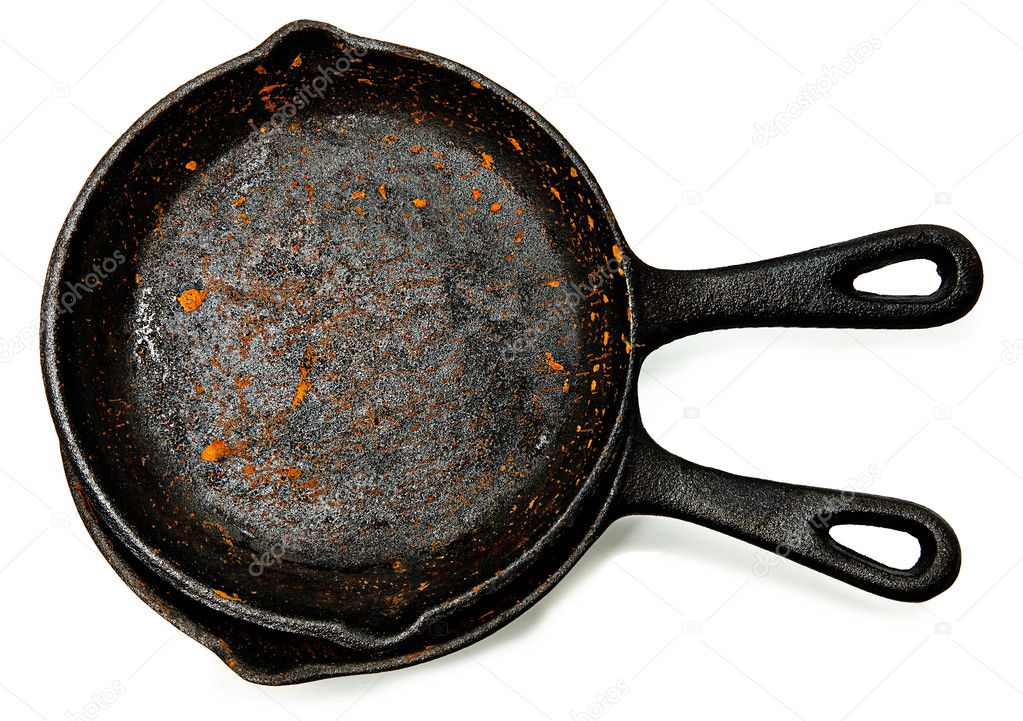 Set of Two Rusty Cast Iron Skillets