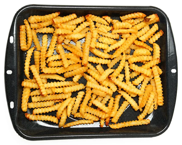 Homemade Oven Baked Crinkle Fries in Pan — Stock Photo, Image