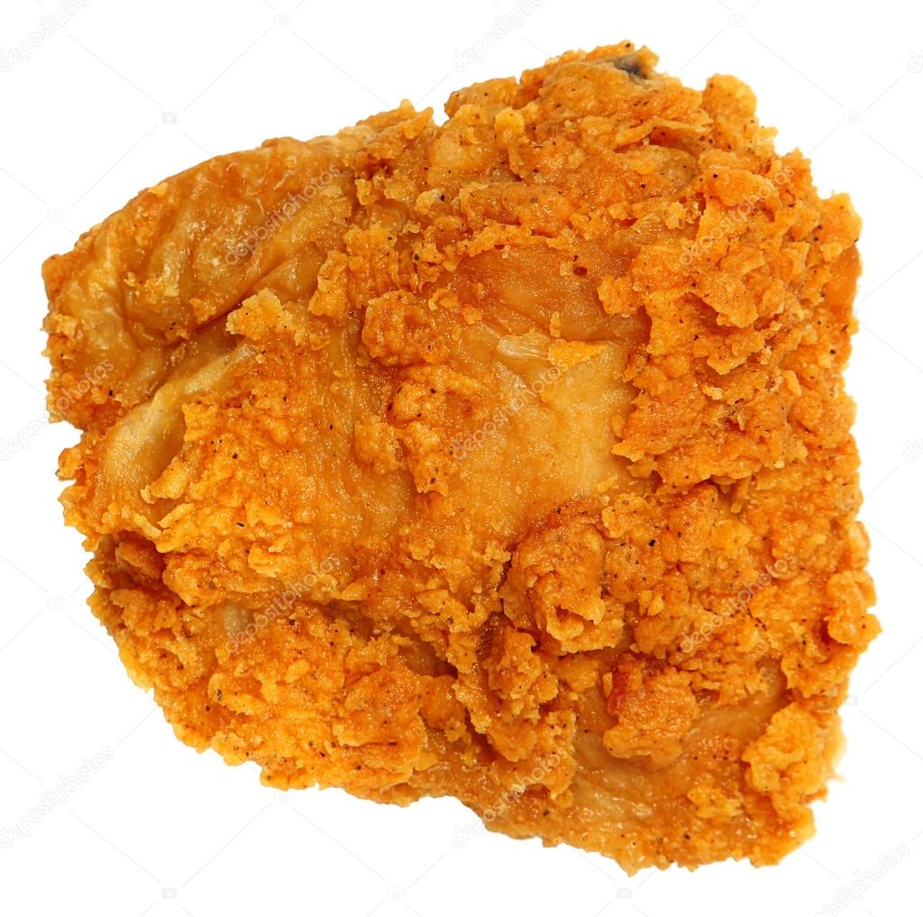 Top View Crispy Fried Chicken Thigh Isolated Over White