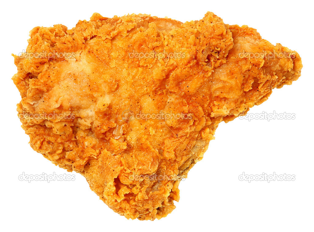Crispy Fried Chicken Breast Isolated Over White
