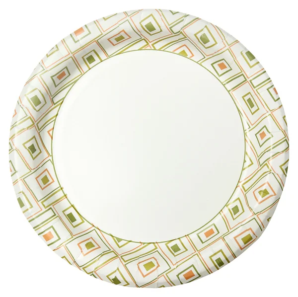 Disposable Paper Plate Over White — Stock Photo, Image
