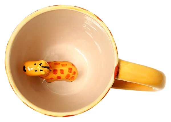 Entzückende Giraffe Kaffeebecher Draufsicht Keramik bemalt Giraffe iso — Stockfoto