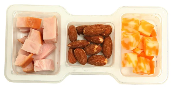 Protien Snack Pack with Cheese, Turkey and Almonds — Stock Photo, Image