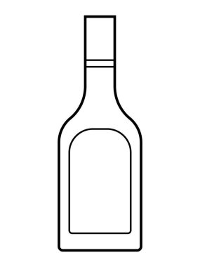 Alkolik doğrusal şişe çizimi. Alkol kokteyli ikonu. Bar menüsü düz vektör logosu. Taslak vektör sanatı. 