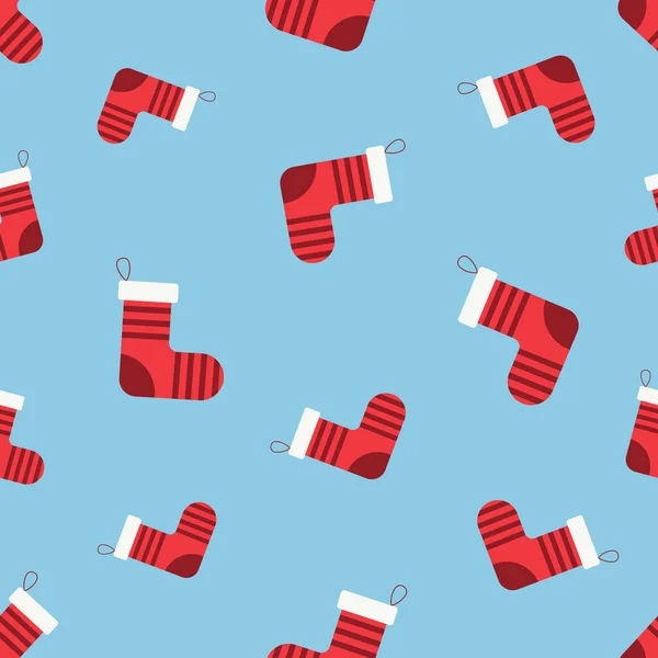 Seamless Pattern Christmas Socks Vector Illustration Fireplace Sock Christmas New — Stock Vector