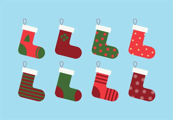 Ensemble Chaussettes Pour Noël Vector Illustration Colorée Chaussettes Nouvelle Année — Image vectorielle