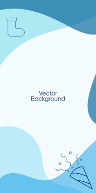 Sosyal medya için benekli ve yeni yıl oyuncakları olan soyut noel afişi. Vektör partisi arkaplanı, 100. bölüm. mavi tamplaka.