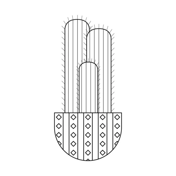 Icona Con Cactus Lineare Illustrazione Vettoriale Lineare Con Cactus Esotico — Vettoriale Stock