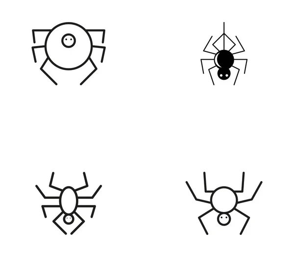 Vektor Einfache Spinnen Schwarze Spinnen Auf Weißem Hintergrund Set Schwarzer — Stockvektor