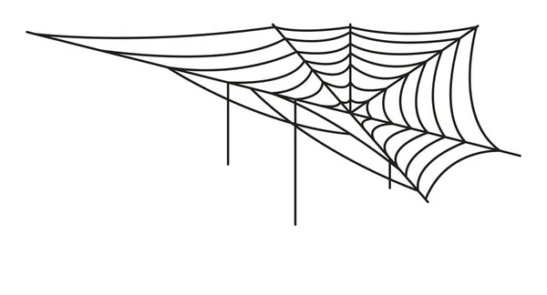 Corner Spideweb Linear Icon Halloween Line Art Isolated Black Net — Stock Vector